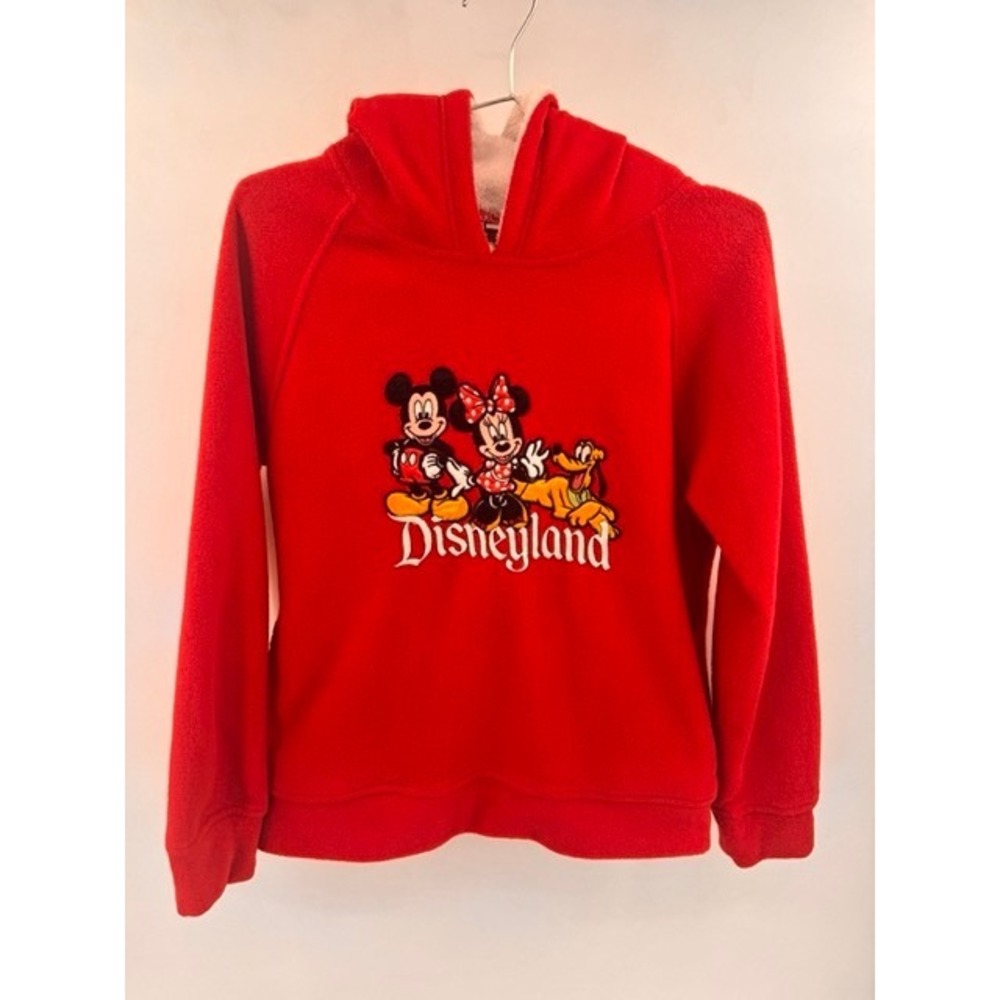 Vintage DisneyResort Red Disneyland Fleece Hoodie Kids XL Unisex Y2K Mickey Cozy